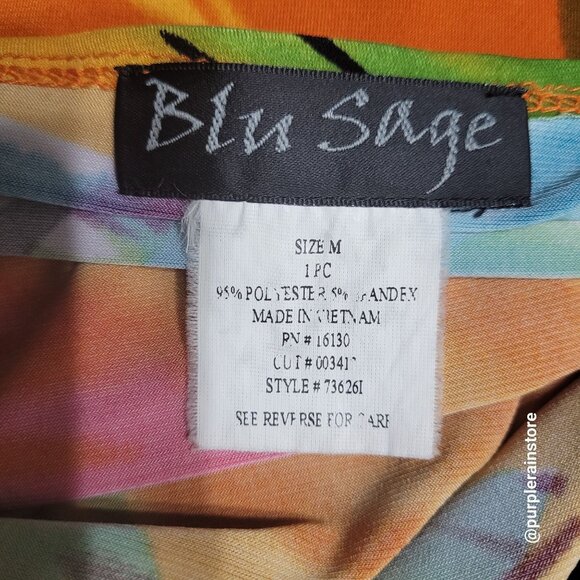 Vtg Blu Sage Floral Tropical Slip Dress M Stretch Beach Resort Vacation 90's Y2K - Picture 6 of 10